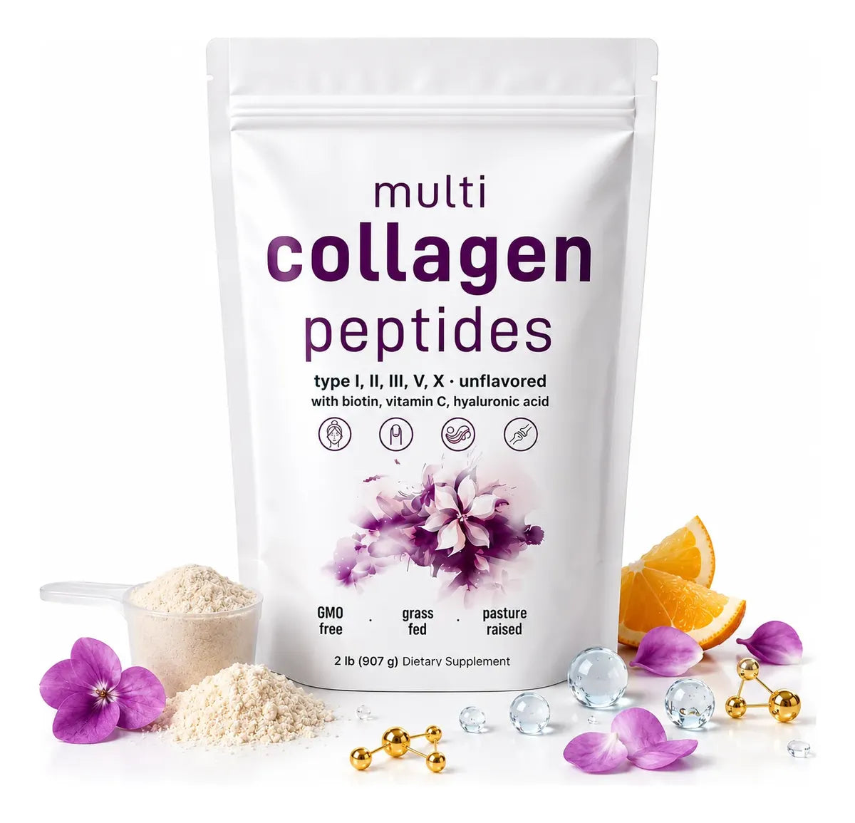 Multi Collagen Peptides + Biotina + Vitamina C + Hialurónico