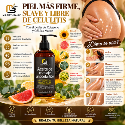 Aceite Masaje Corporal Reafirmante, M3 Naturals 240ml